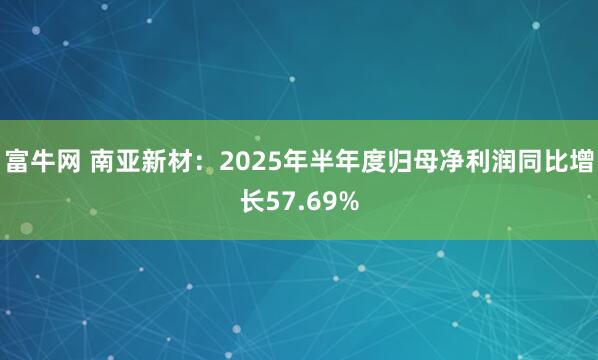 富牛网 南亚新材：2025年半年度归母净利润同比增长57.69%