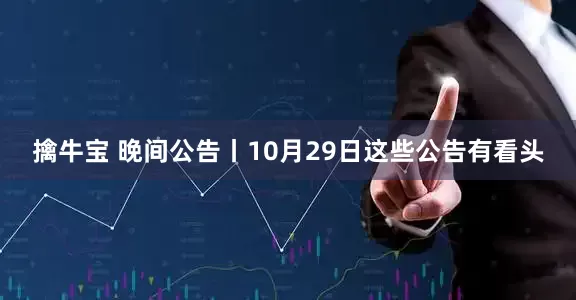 擒牛宝 晚间公告丨10月29日这些公告有看头